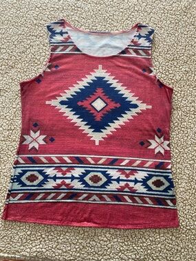 Red Aztec-Print Sleeveless Tank Top